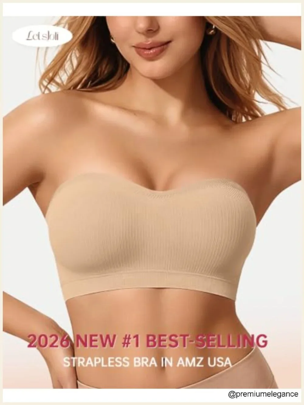 Strapless Push Up Bandeau Bra Wireless Padded Non-Slip w/ Adjustable Straps